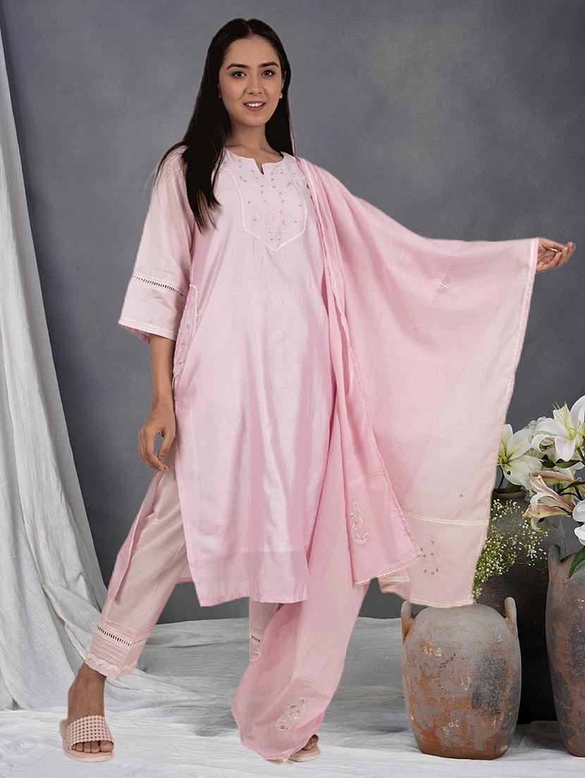 women three quarter sleeve kurta pant with dupatta set - 21975172 - Standard Image - 5
