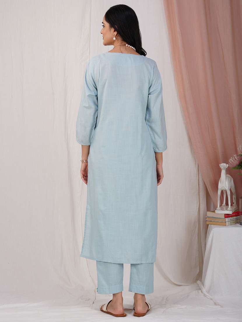 women three quarter sleeve kurta pant with dupatta set - 21975176 -  Standard Image - 3