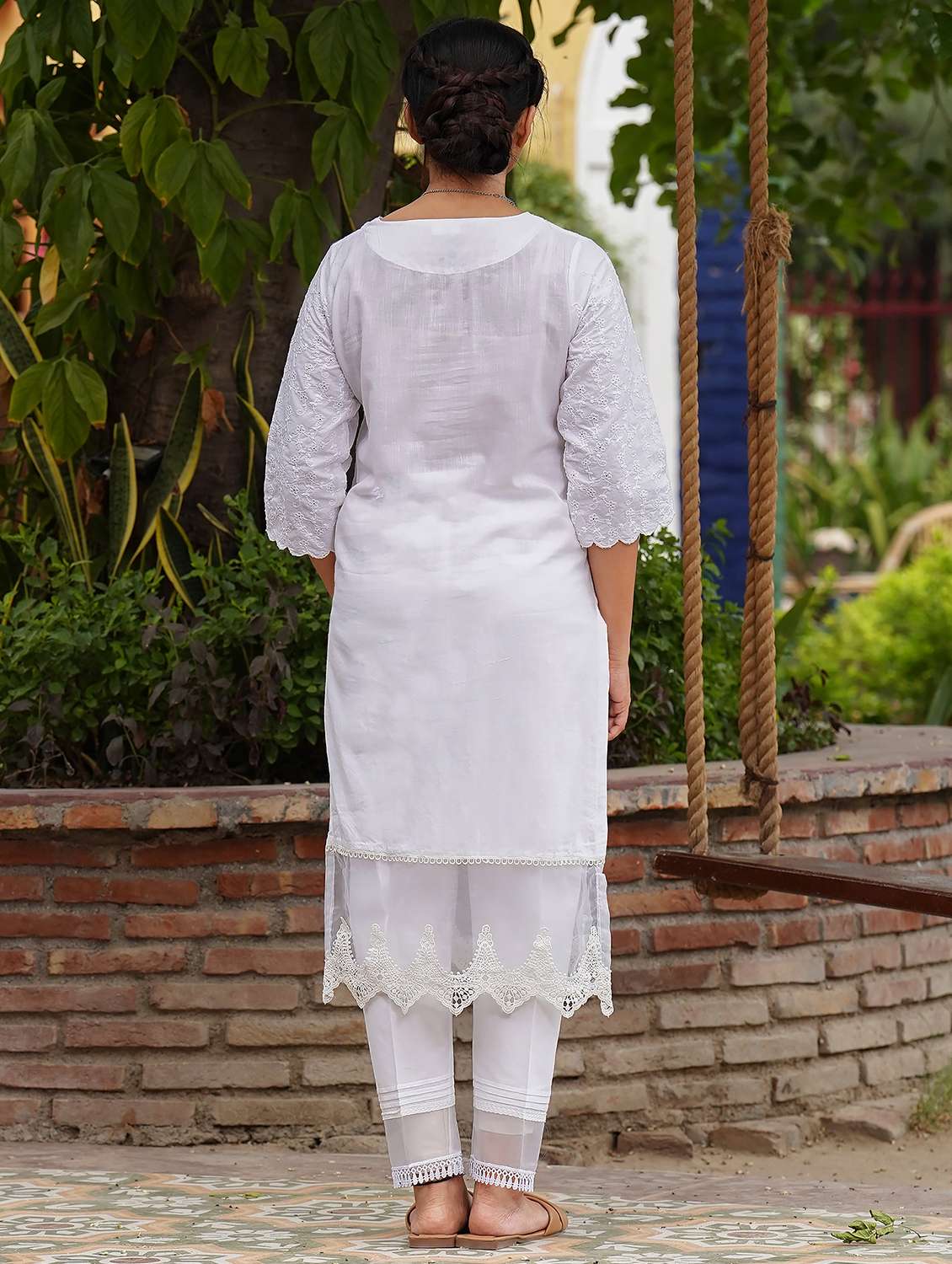 women three quarter sleeve kurta pant with dupatta set - 21975180 - Standard Image - 3
