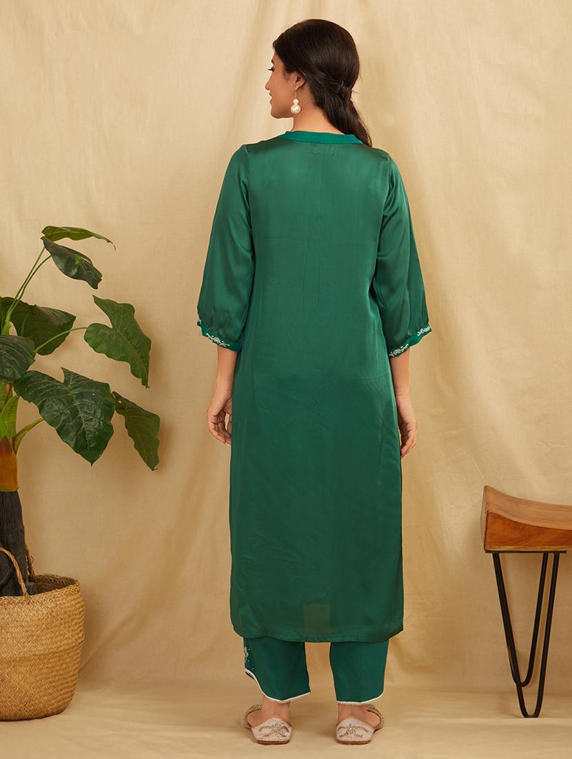 women three quarter sleeve kurta pant with dupatta set - 21975182 - Standard Image - 3