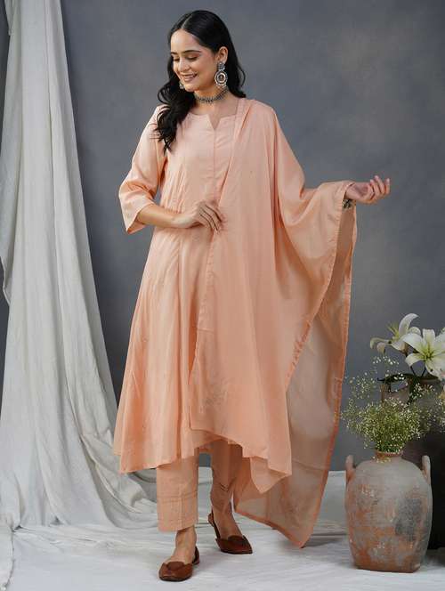 women three quarter sleeve kurta pant with dupatta set - 21975186 -  Standard Image - 0