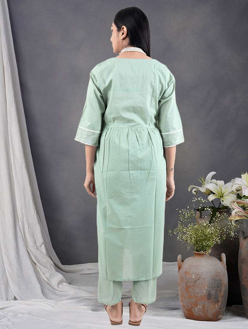 women three quarter sleeve kurta pant with dupatta set - 21975187 -  Standard Image - 3