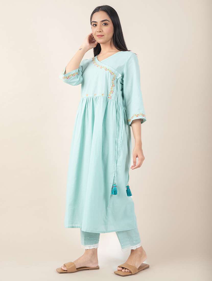 women three quarter sleeve kurta pant with dupatta set - 21975191 - Standard Image - 5