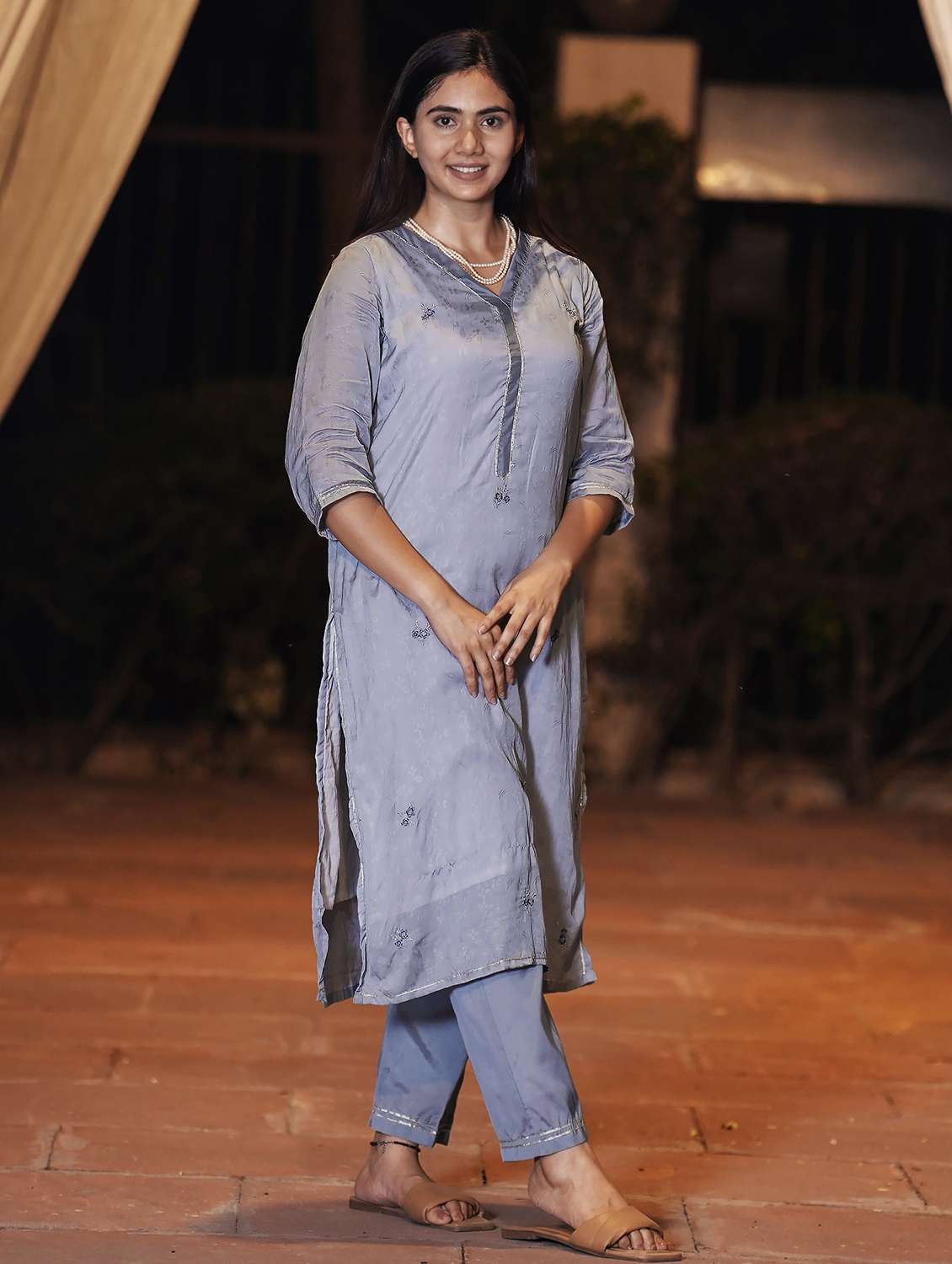 women three quarter sleeve kurta pant with dupatta set - 21975204 -  Standard Image - 5