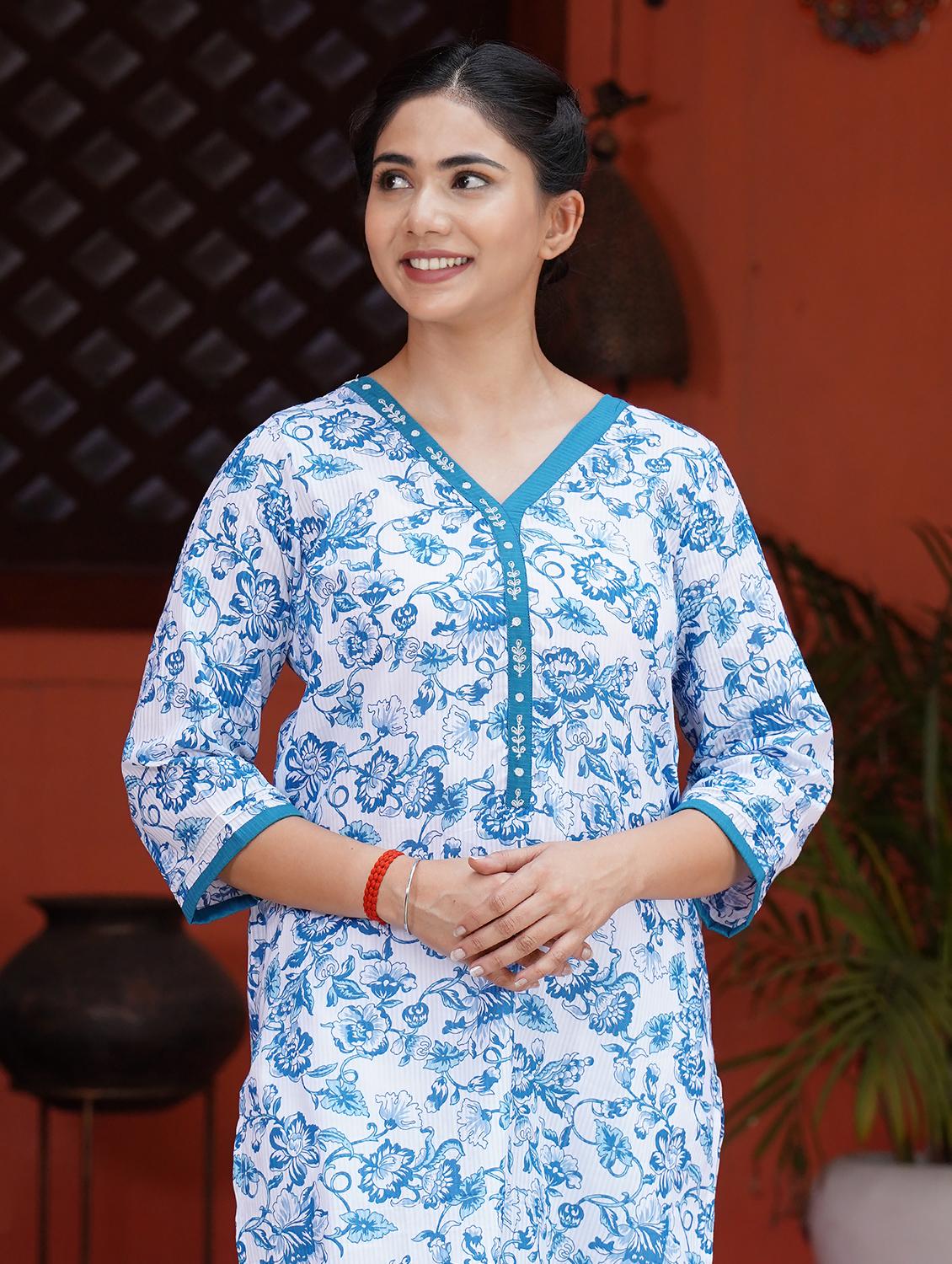 women three quarter sleeve kurta pant with dupatta set - 21975205 - Standard Image - 5
