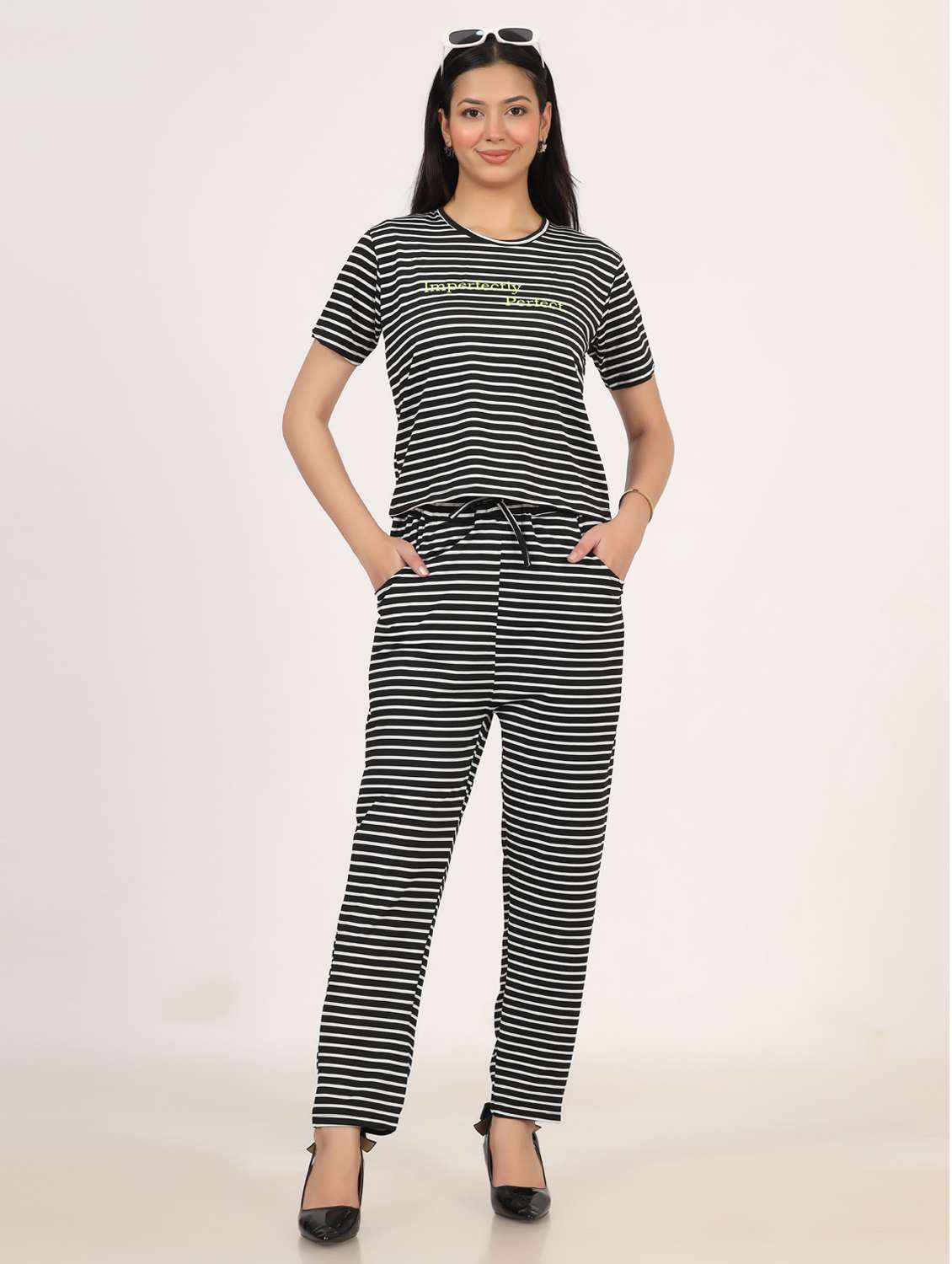 women striped t-shirt and trouser co-ord set - 21975215 -  Zoom Image - 0