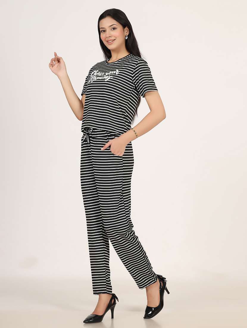 women striped t-shirt and trouser co-ord set - 21975216 - Standard Image - 3