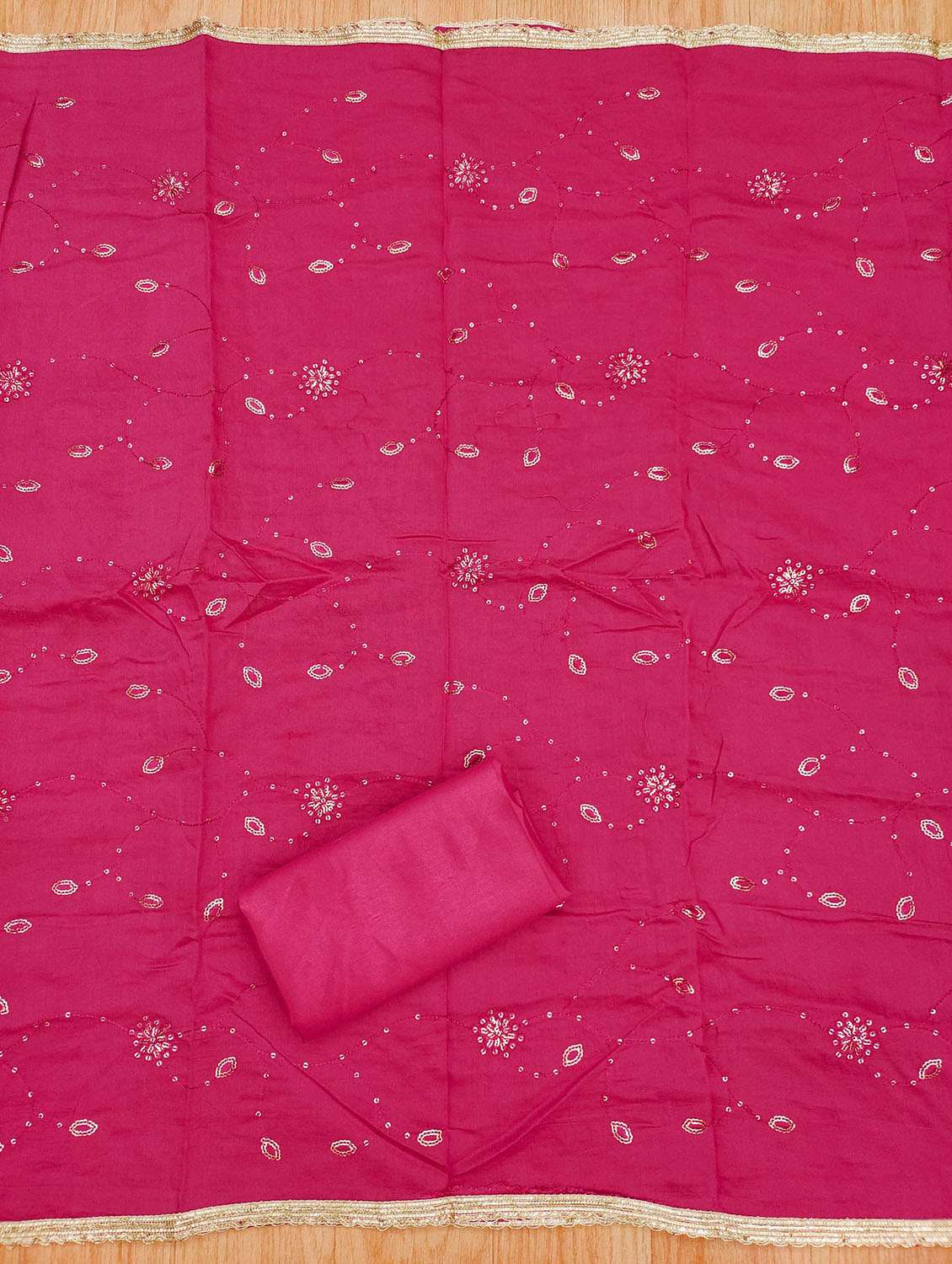 women printed embroidered unstitched suit set - 21975227 -  Standard Image - 3