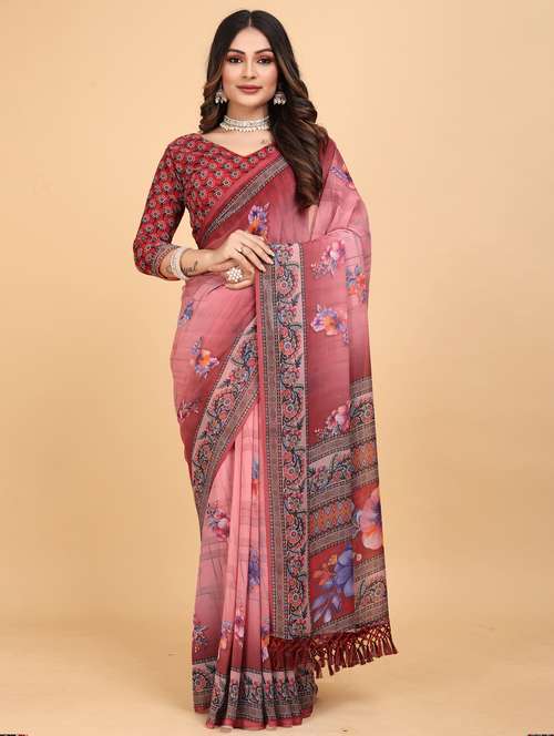women floral printed saree with blouse - 21975251 - Standard Image - 0