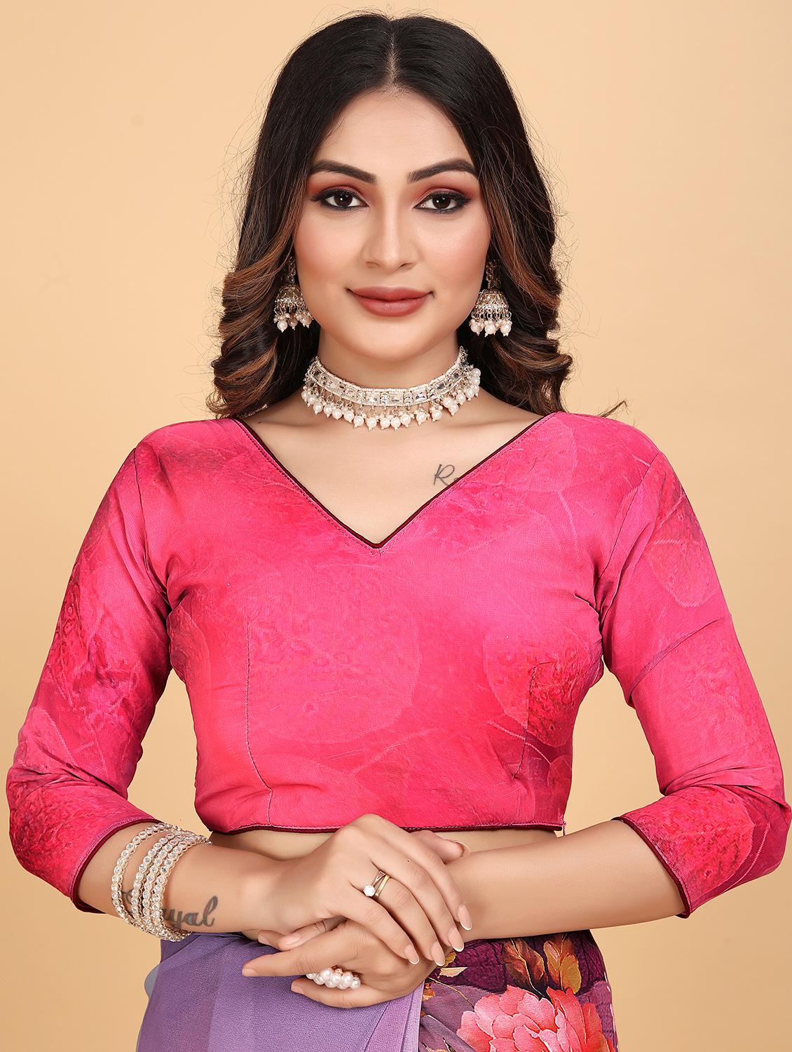 women floral printed saree with blouse - 21975254 - Standard Image - 3