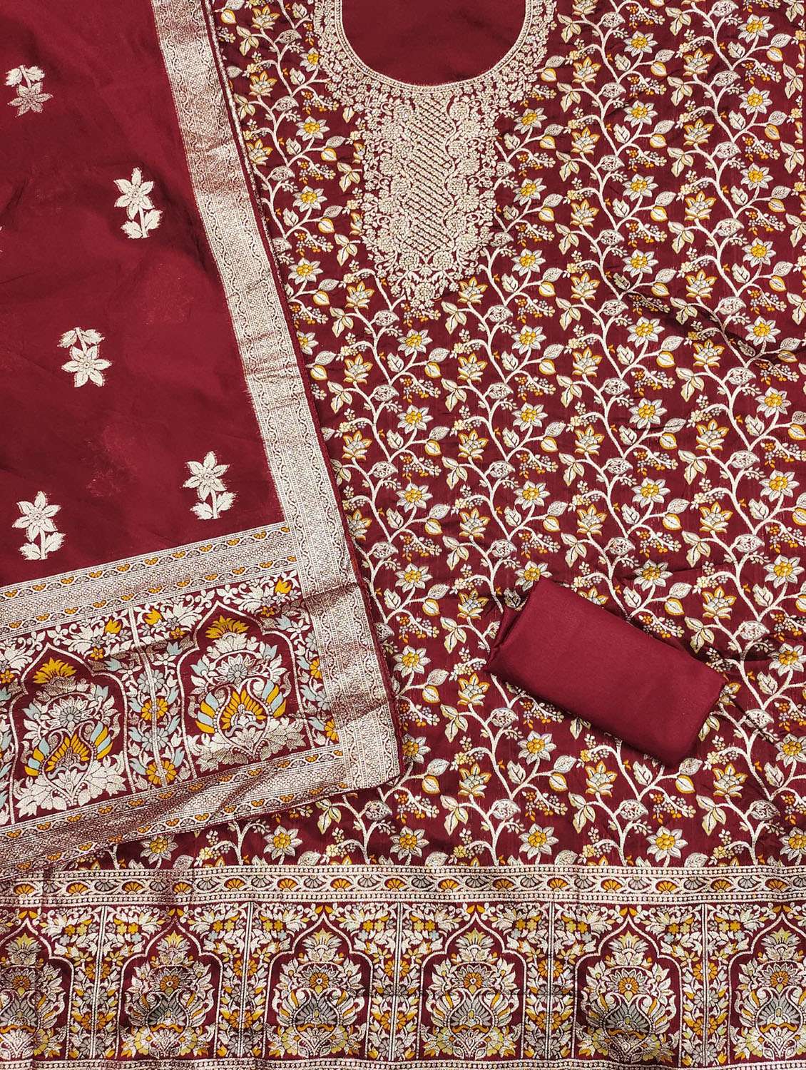 women floral embroidered unstitched suit set - 21975262 -  Standard Image - 3