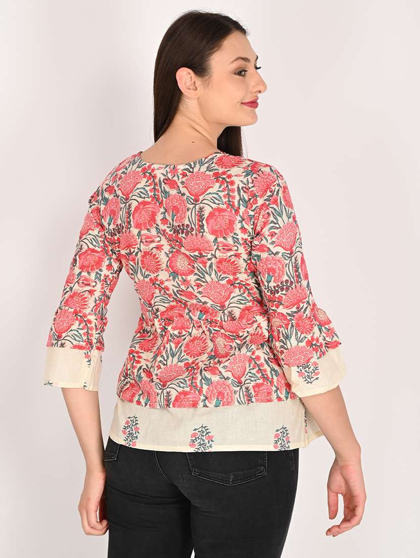 women three quarter sleeve peplum ethnic top - 21975287 - Standard Image - 3