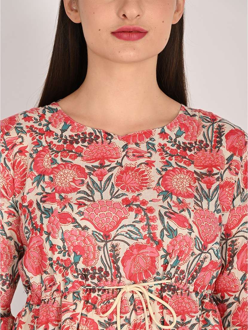 women three quarter sleeve peplum ethnic top - 21975287 - Standard Image - 5