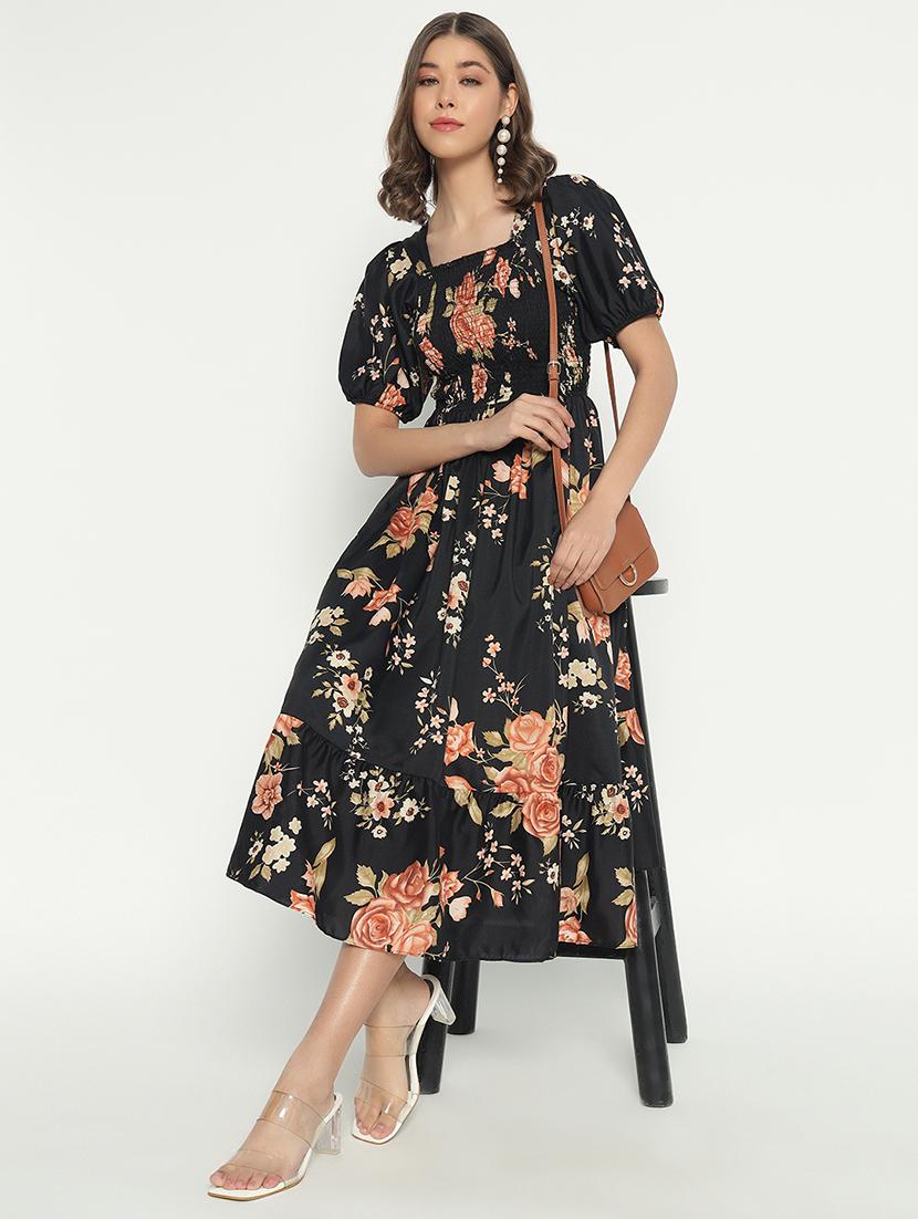 women floral printed puff sleeve tiered dress - 21975436 -  Zoom Image - 0