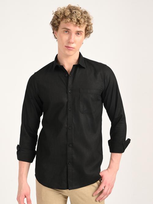 men solid long sleeve regular fit casual shirt - 21975523 -  Standard Image - 0