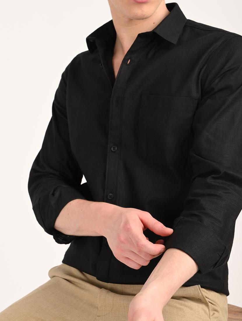 men solid long sleeve regular fit casual shirt - 21975523 - Standard Image - 3