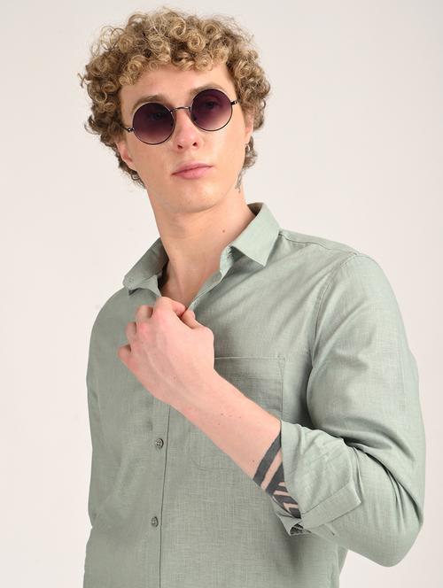 men solid long sleeve regular fit casual shirt - 21975524 -  Standard Image - 0