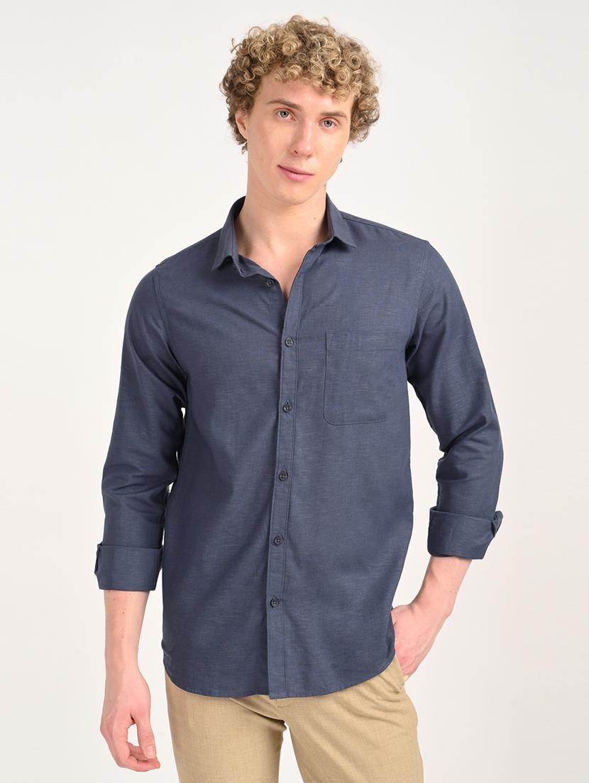 men solid long sleeve regular fit casual shirt - 21975525 - Zoom Image - 0