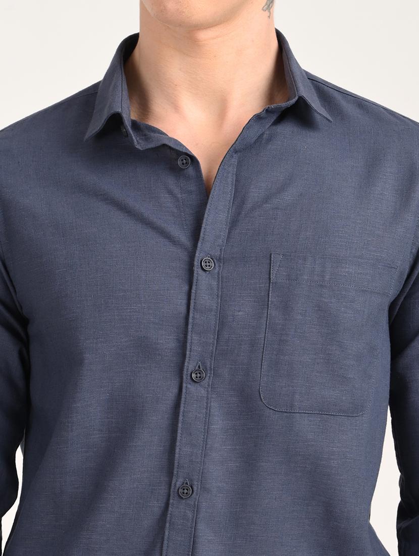 men solid long sleeve regular fit casual shirt - 21975525 - Standard Image - 3
