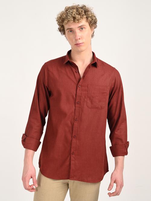 men solid long sleeve regular fit casual shirt - 21975526 -  Standard Image - 0