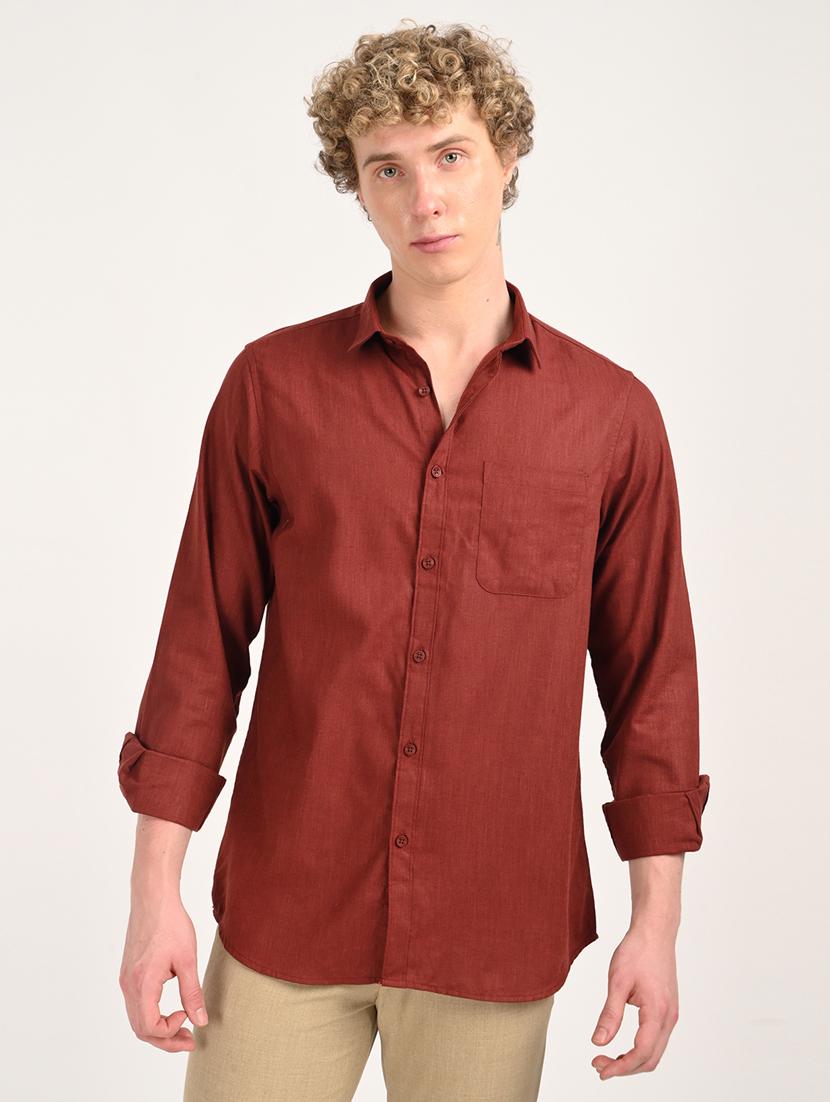 men solid long sleeve regular fit casual shirt - 21975526 -  Zoom Image - 0