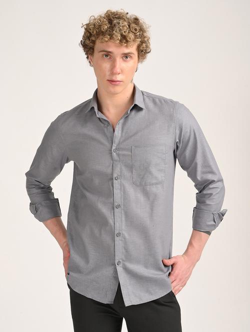 men solid long sleeve regular fit casual shirt - 21975527 -  Standard Image - 0