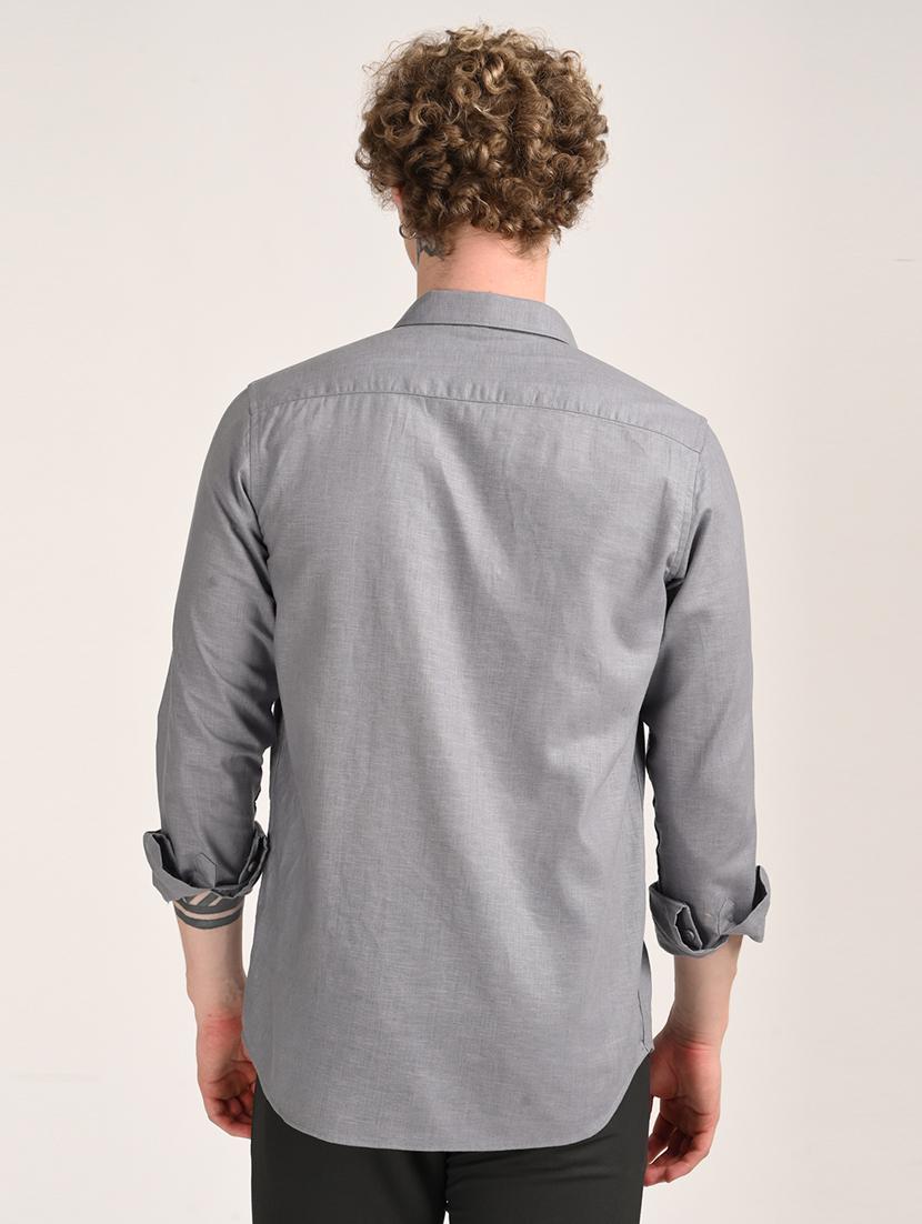 men solid long sleeve regular fit casual shirt - 21975527 - Standard Image - 3