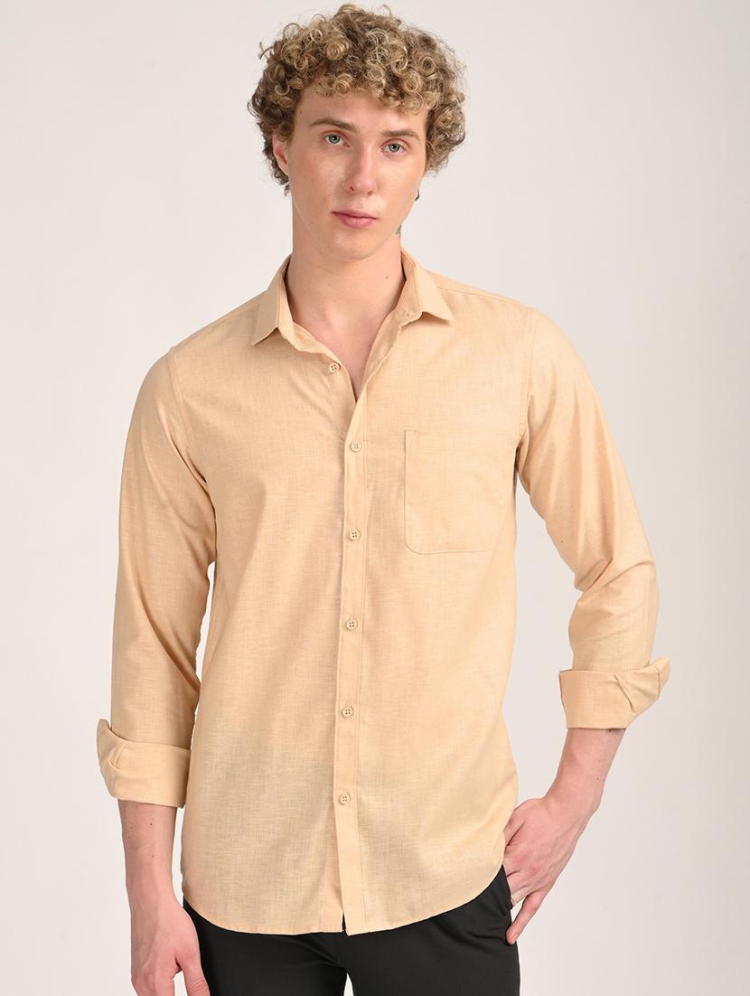 men solid long sleeve regular fit casual shirt