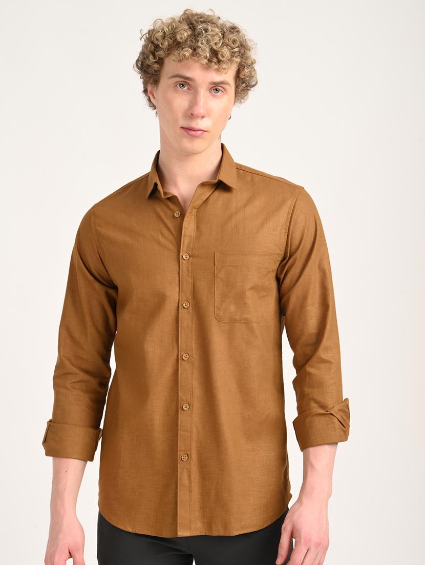 men solid long sleeve regular fit casual shirt