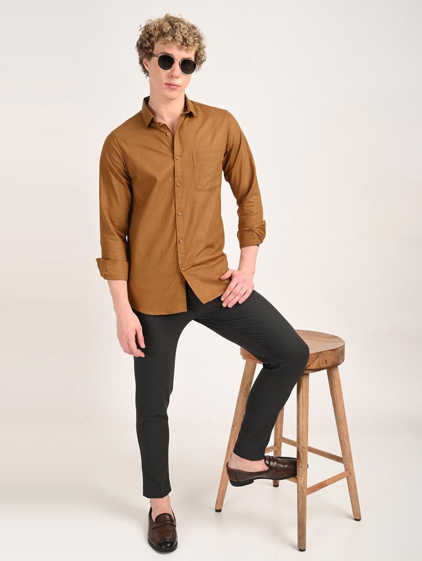 men solid long sleeve regular fit casual shirt - 21975529 - Standard Image - 3