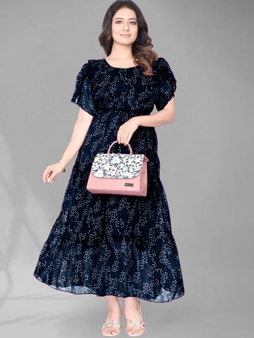 women printed tulip sleeve tiered dress - 21975586 - Standard Image - 0