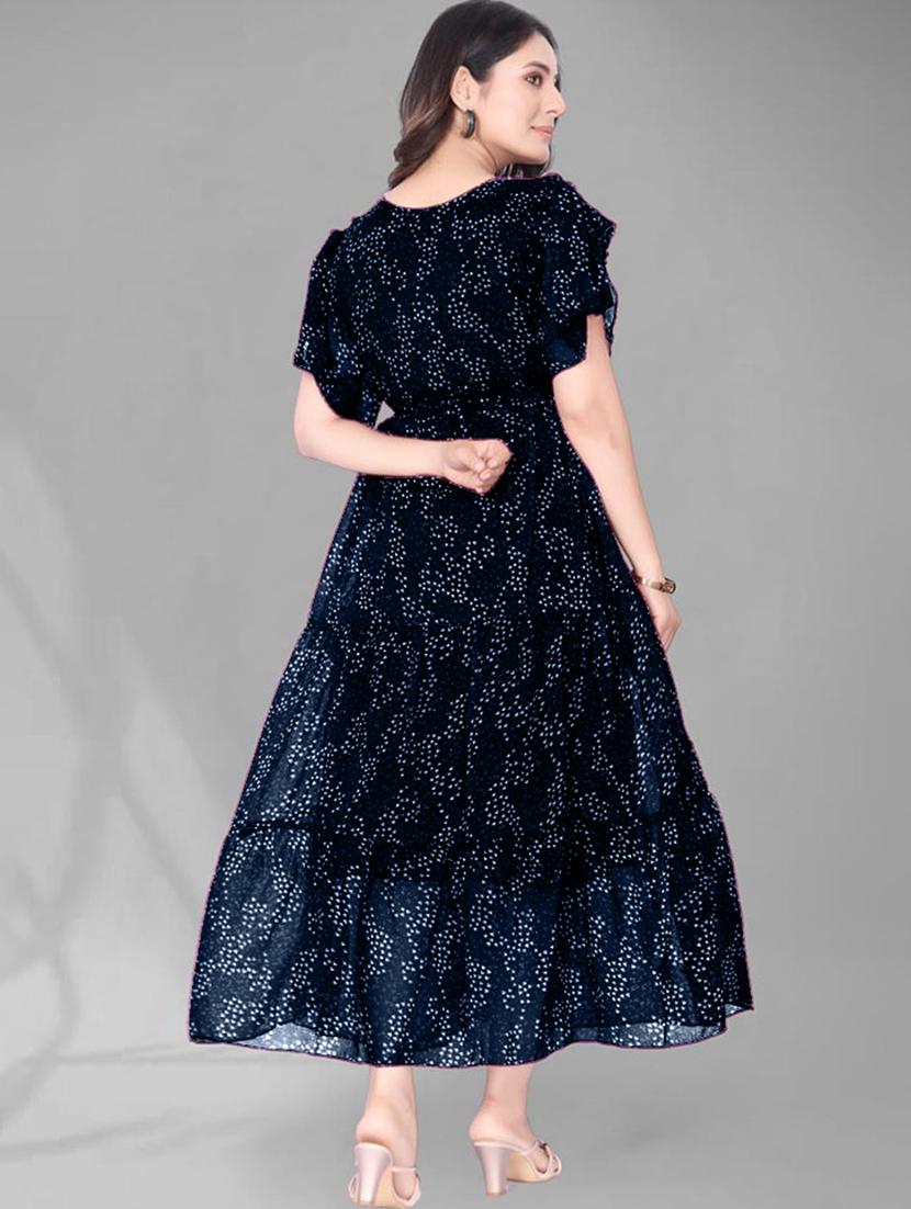 women printed tulip sleeve tiered dress - 21975586 - Standard Image - 3