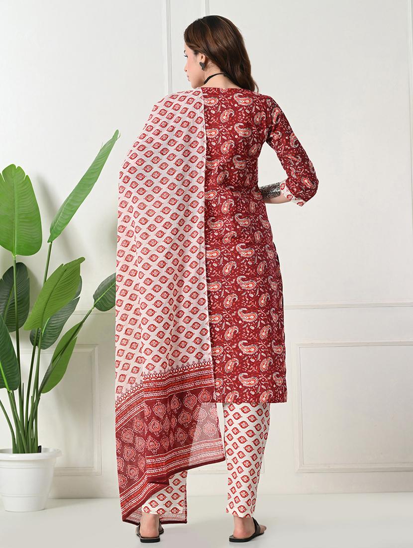 women three quarter sleeve kurta pant with dupatta set - 21975591 - Standard Image - 5