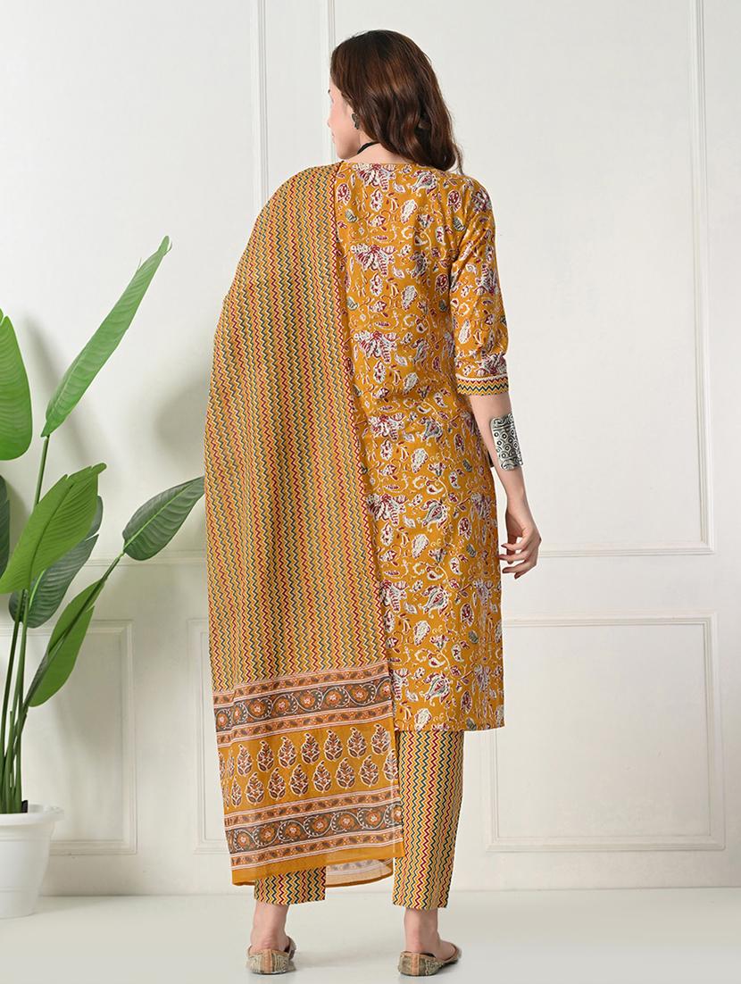 women three quarter sleeve kurta pant with dupatta set - 21975598 - Standard Image - 5