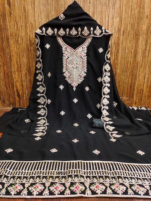 women solid with work embroidered unstitched suit set - 21975600 -  Standard Image - 0