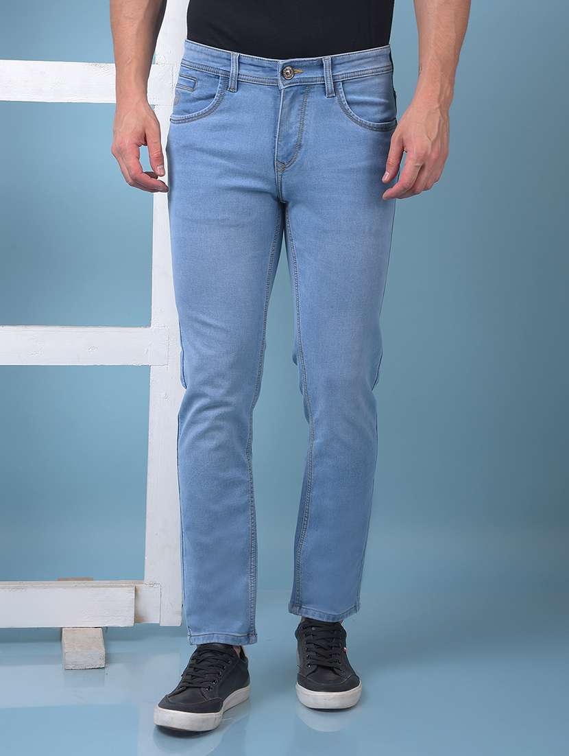men washed low rise full length slim fit jeans