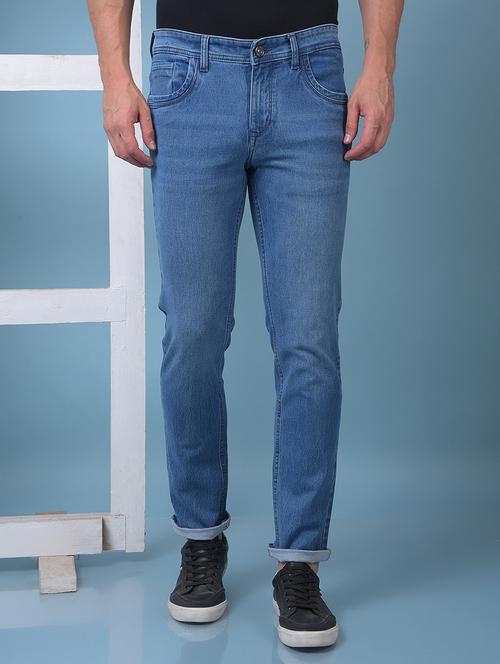 men washed low rise full length slim fit jeans - 21975641 - Standard Image - 0