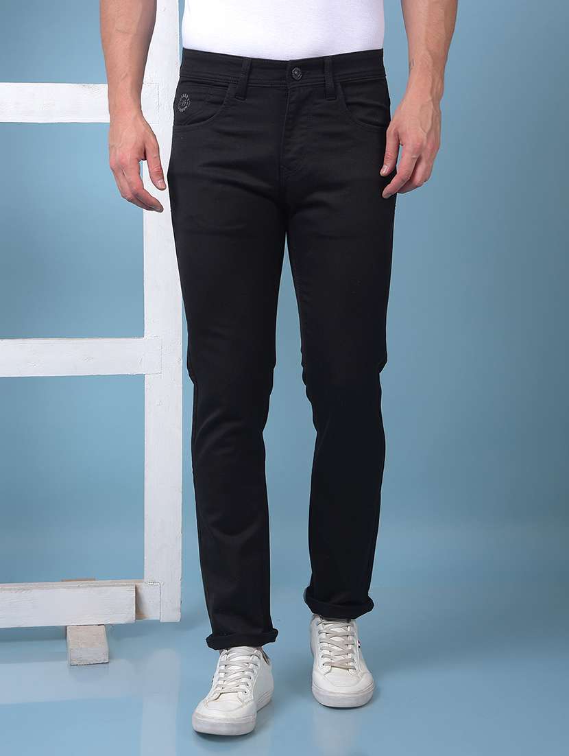 men plain low rise full length slim fit jeans - 21975642 -  Zoom Image - 0