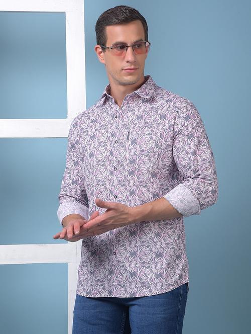 men printed long sleeve slim fit casual shirt - 21975659 - Standard Image - 0