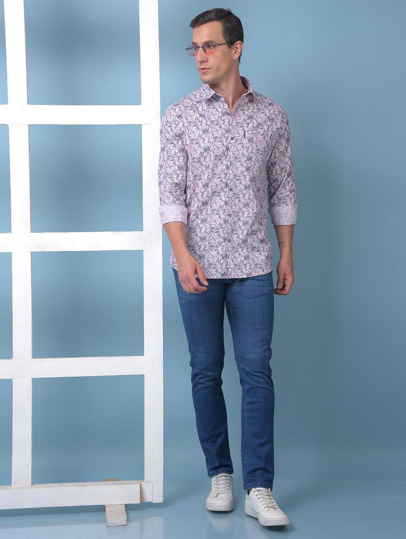 men printed long sleeve slim fit casual shirt - 21975659 - Standard Image - 5