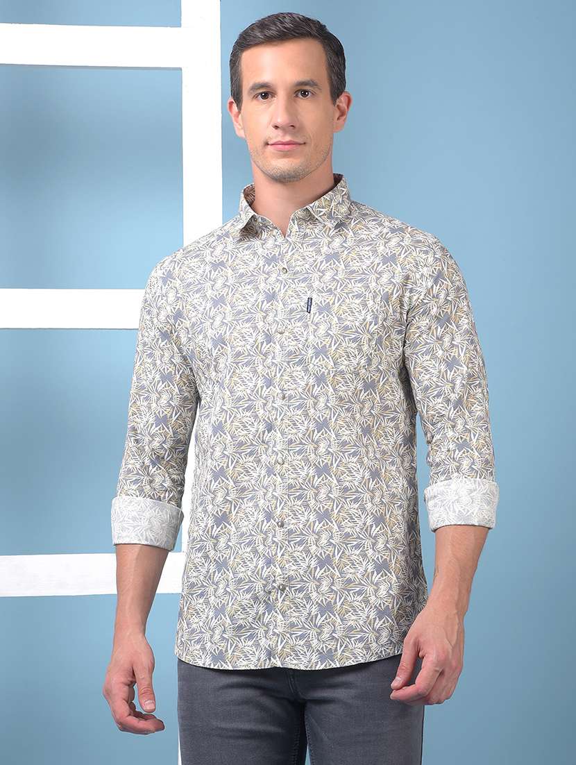 men printed long sleeve slim fit casual shirt - 21975660 - Standard Image - 3