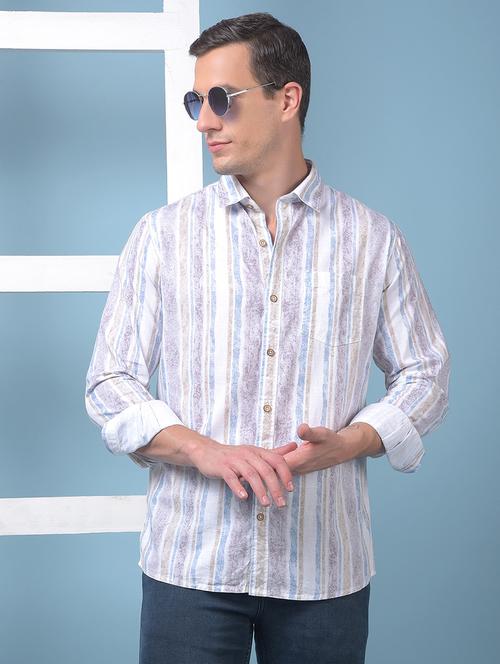 men printed long sleeve slim fit casual shirt - 21975661 -  Standard Image - 0