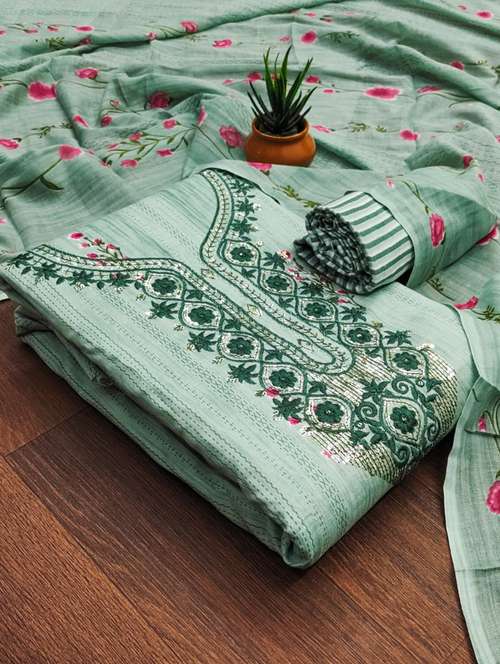 women printed embroidered unstitched suit set - 21975711 -  Standard Image - 0