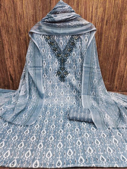 women printed embroidered unstitched suit set - 21975719 - Standard Image - 0