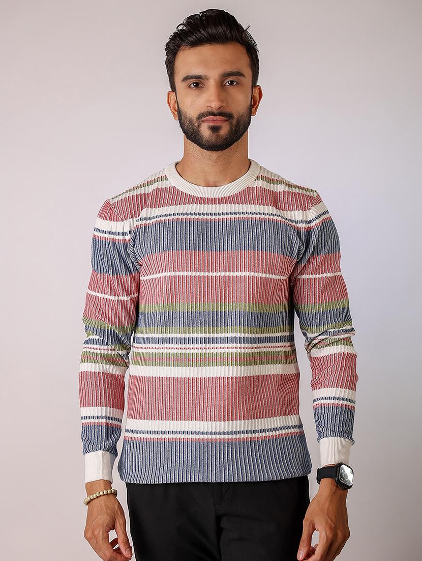 men striped long sleeve regular fit t-shirt