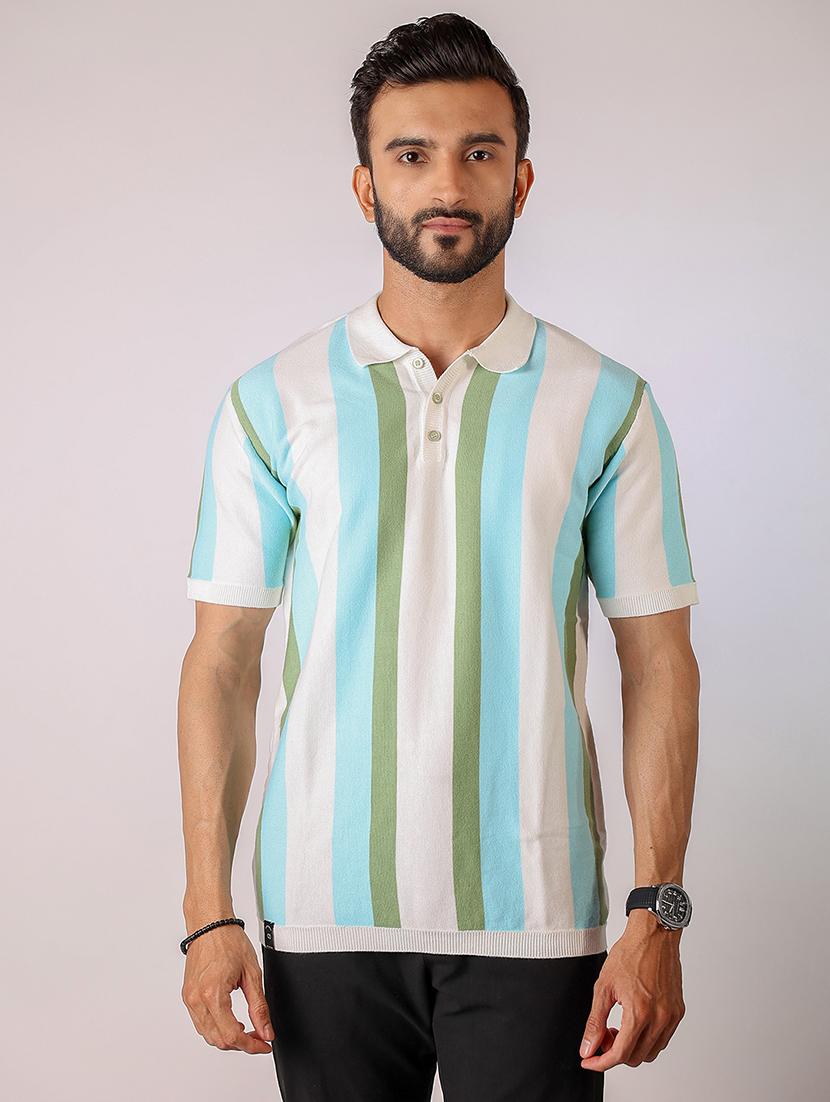 men striped short sleeve regular fit polo t-shirt - 21975760 - Zoom Image - 0