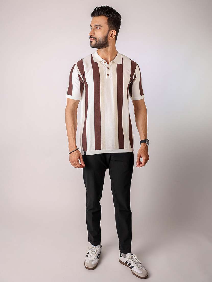 men striped short sleeve regular fit polo t-shirt - 21975761 - Standard Image - 3