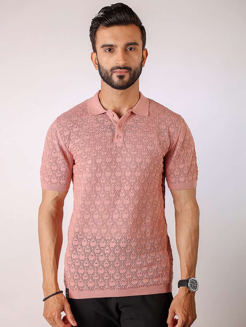 men self design short sleeve regular fit polo t-shirt