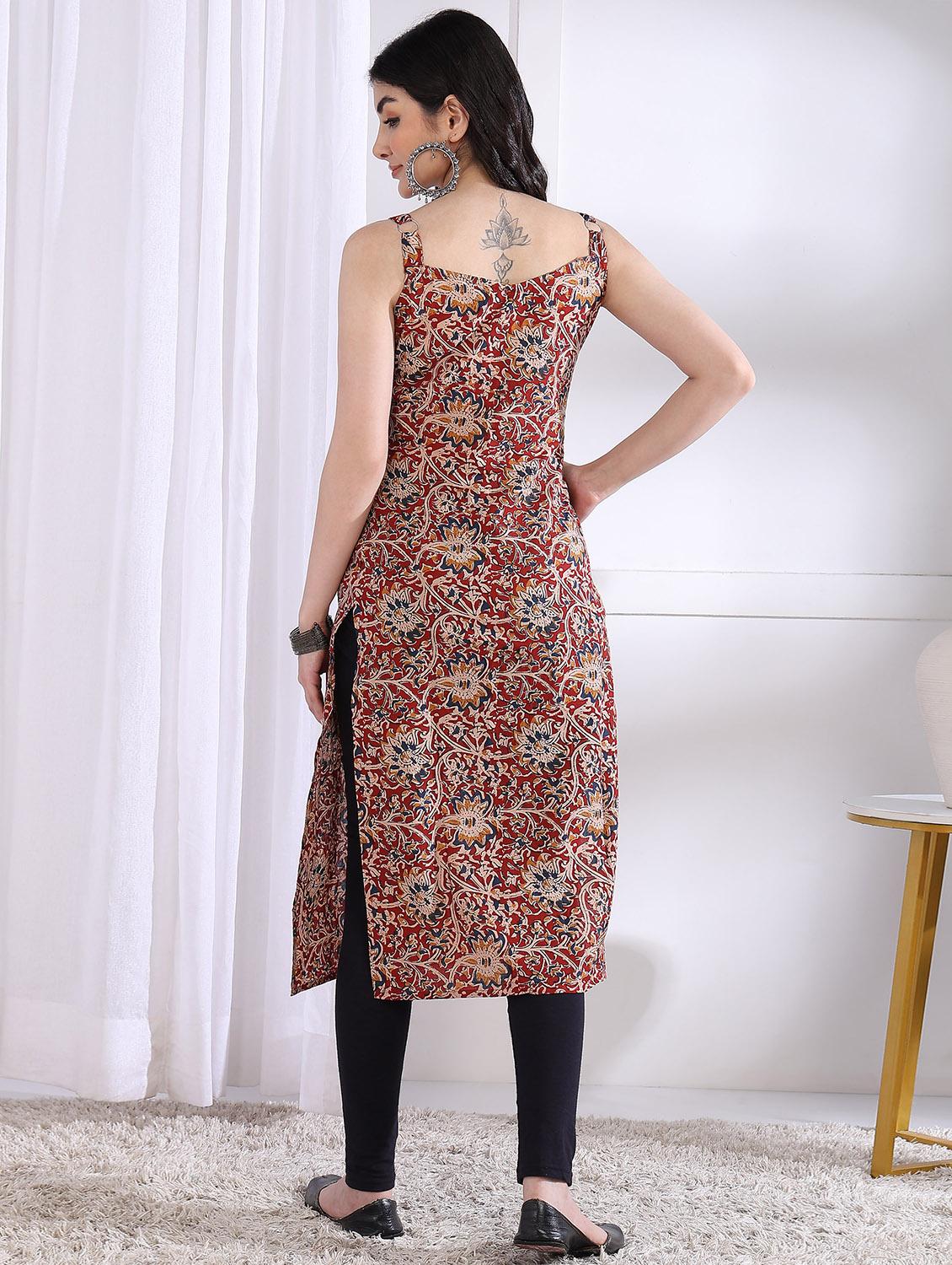 women printed sleeveless straight kurta - 21975790 - Standard Image - 3