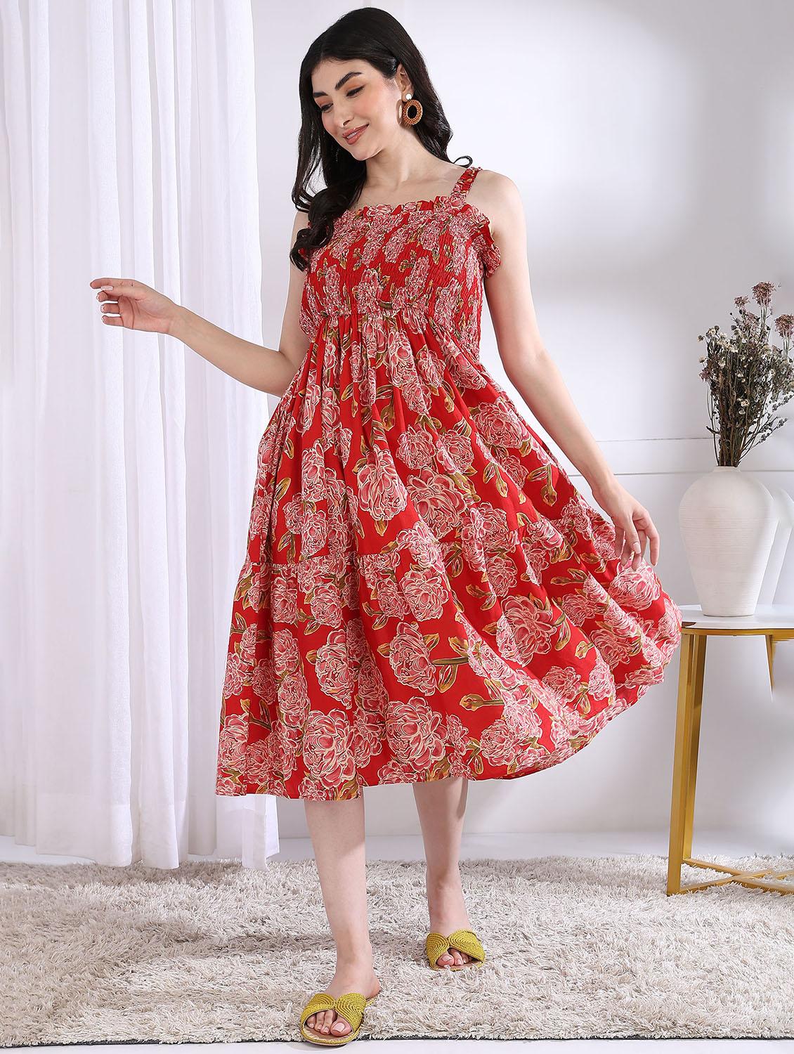 women floral printed sleeveless tiered dress - 21975806 - Zoom Image - 0